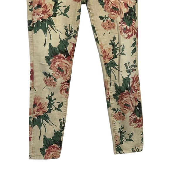Current Elliott Ivory Floral Straight Skinny Low Rise Stretch Jeans Size 25-0 - Picture 3 of 10